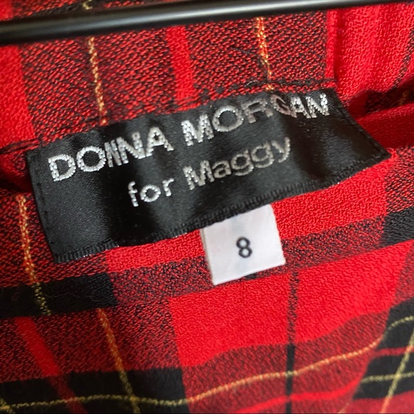 Vintage Donna Morgan for Maggie Red Plaid Pleated Skirt size 8 - Picture 6 of 7